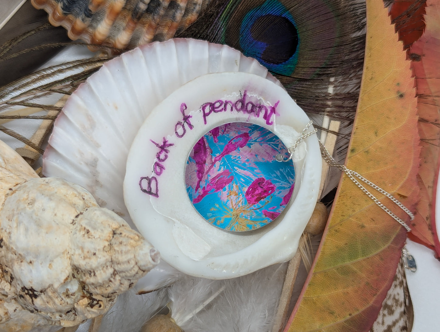 Blue wildflower pendant B103