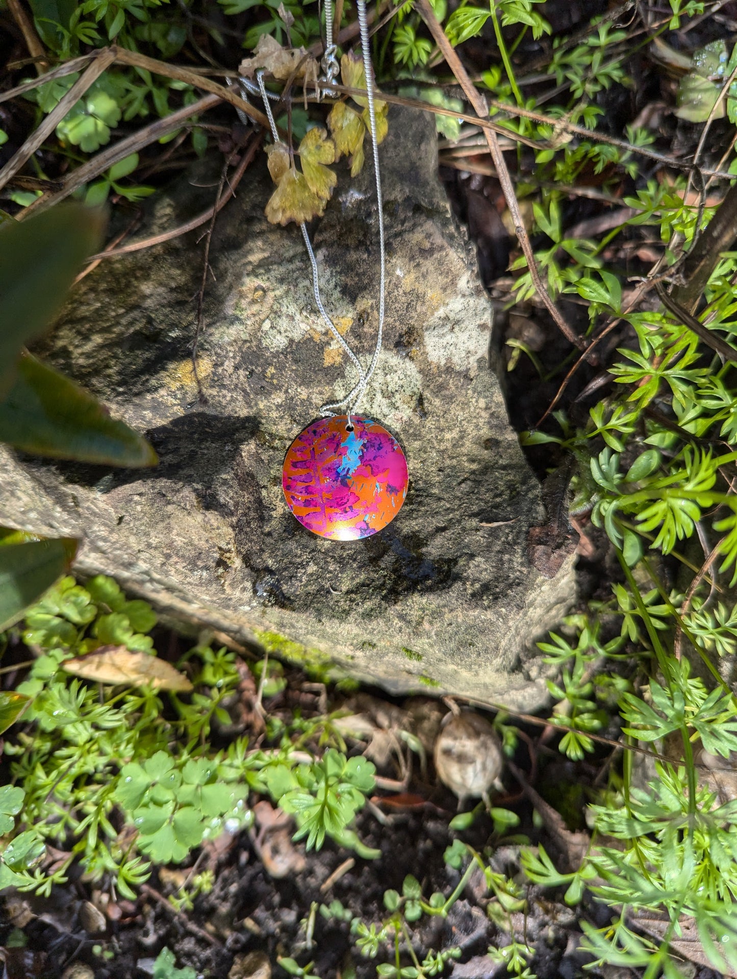 Orange wildflower pendant OR103