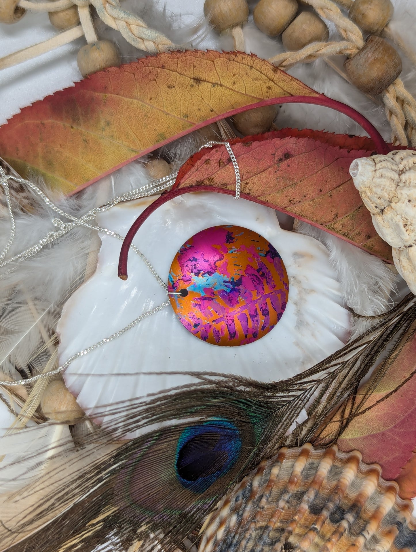 Orange wildflower pendant OR103