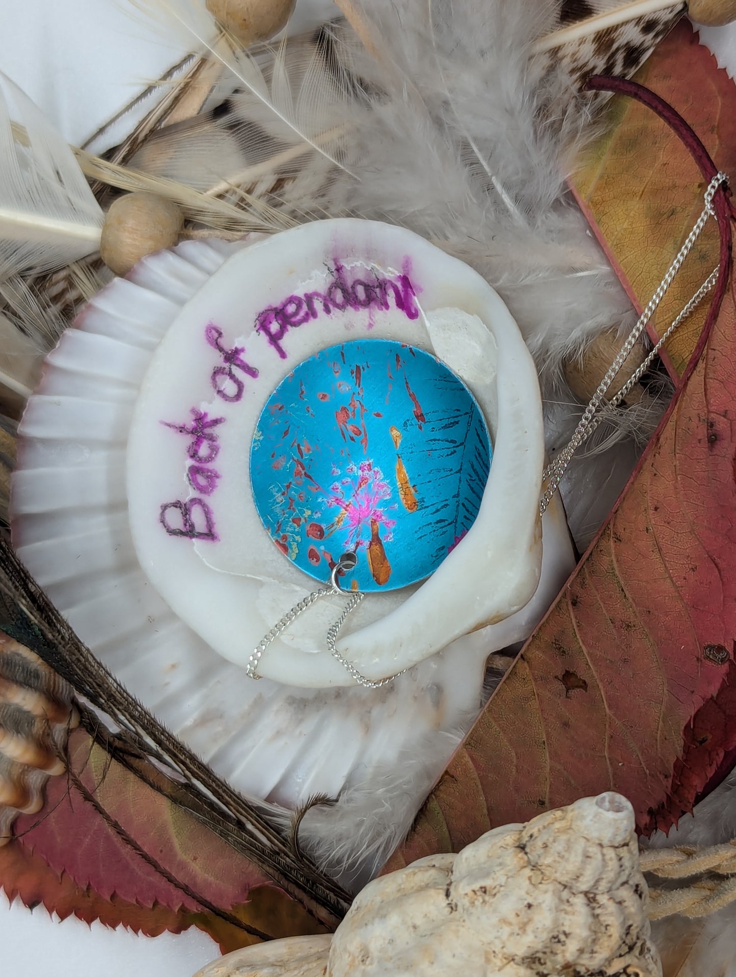 Blue wildflower pendant B104