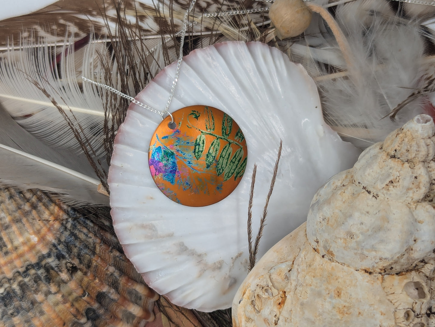 Orange wildflower pendant OR104