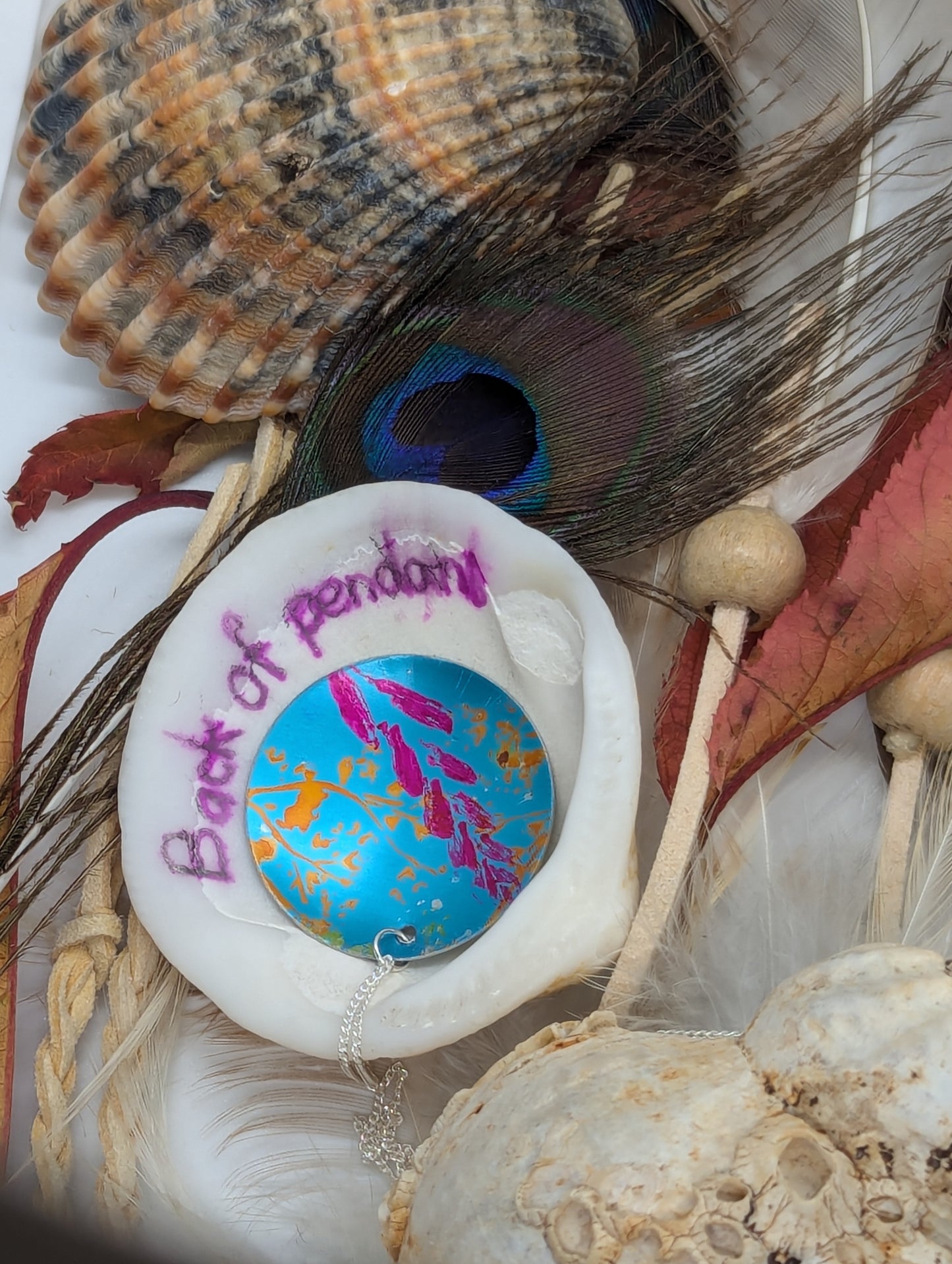 Blue wildflower pendant B106