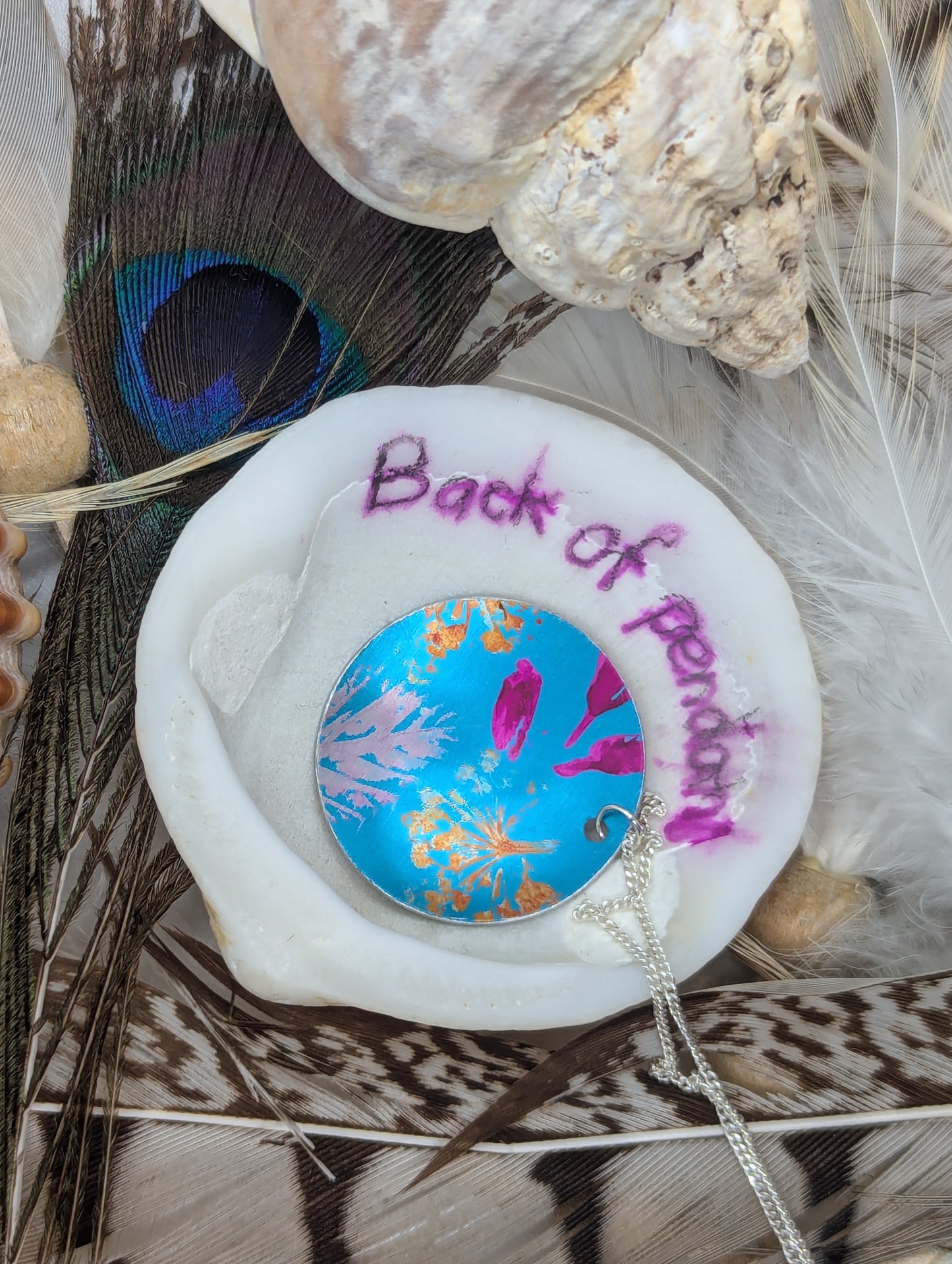 Blue wildflower pendant B107