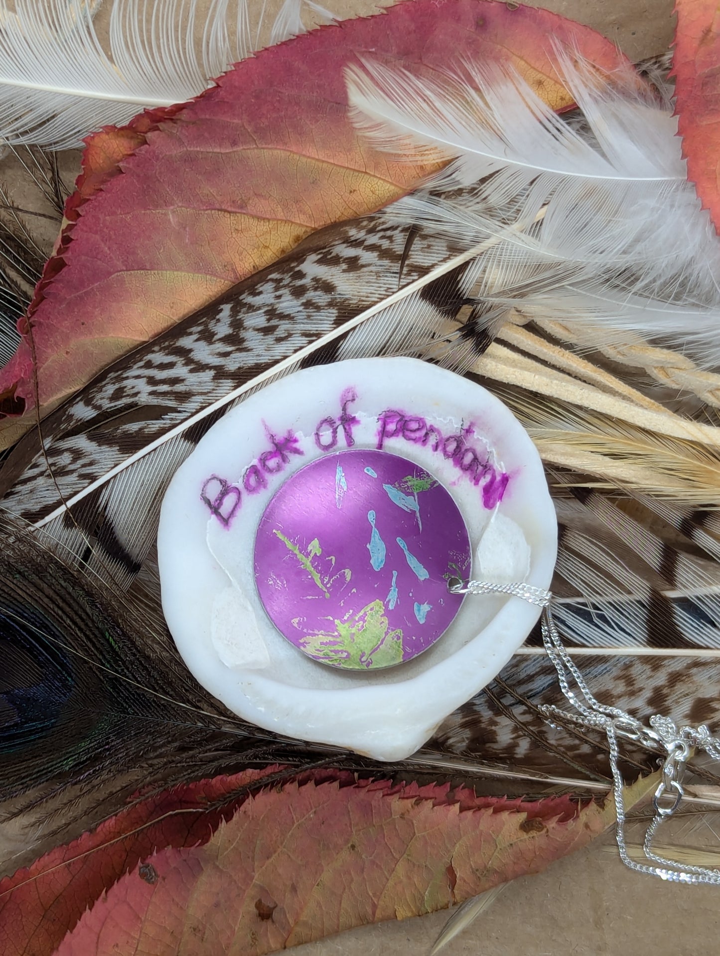 Purple wildflower pendant B106