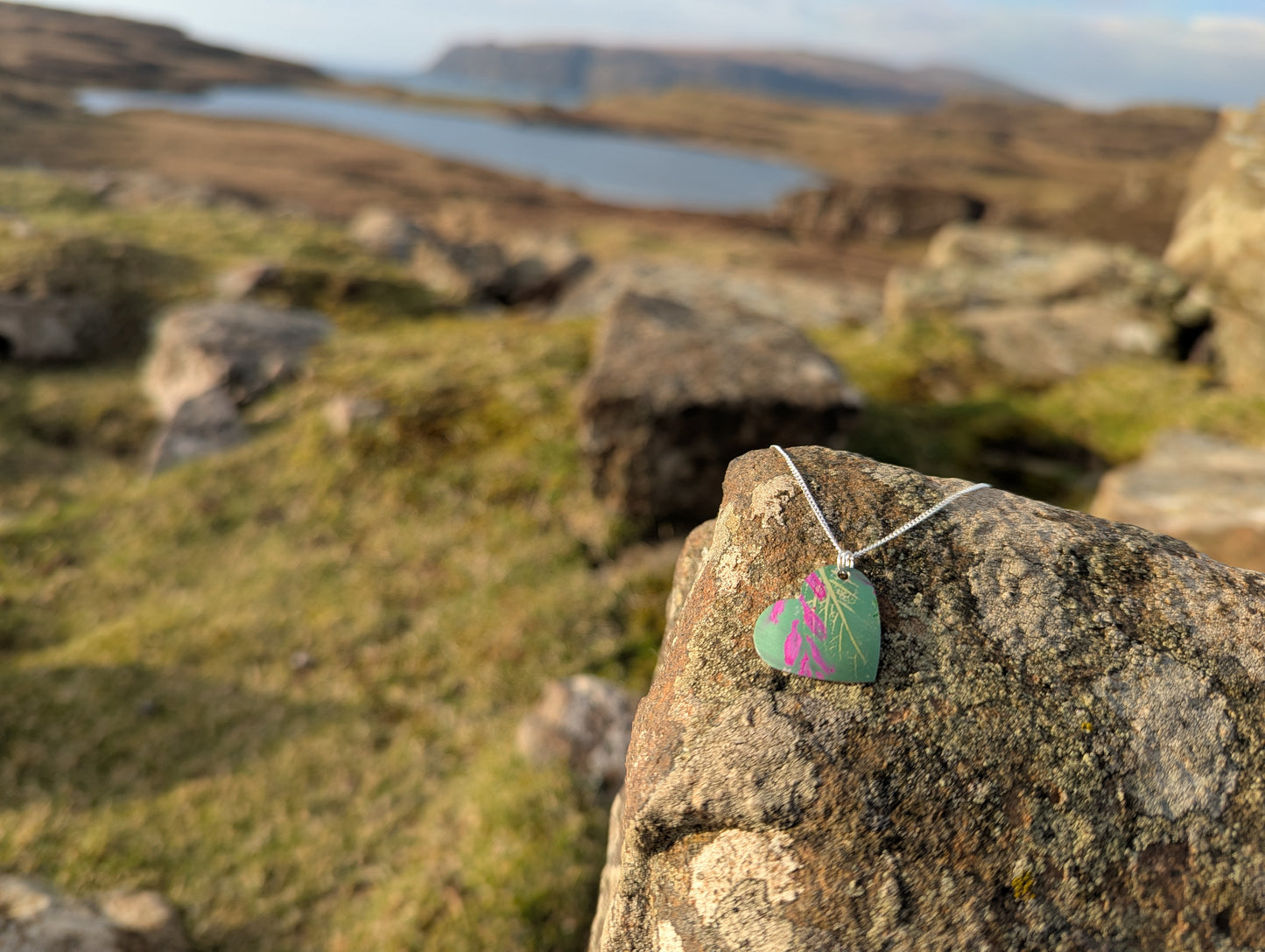 Green Heart wildflower pendant