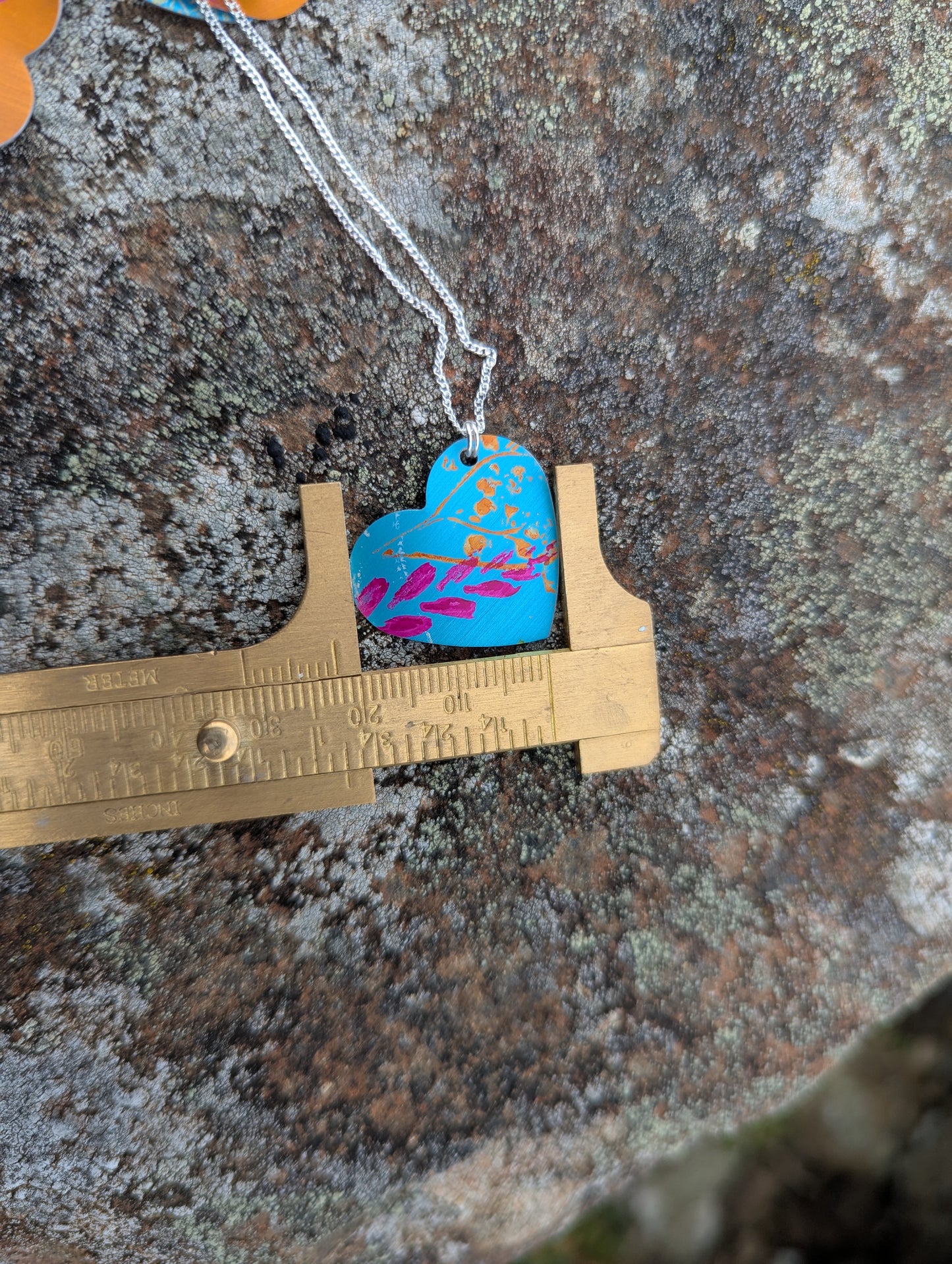 Blue Heart wildflower pendant