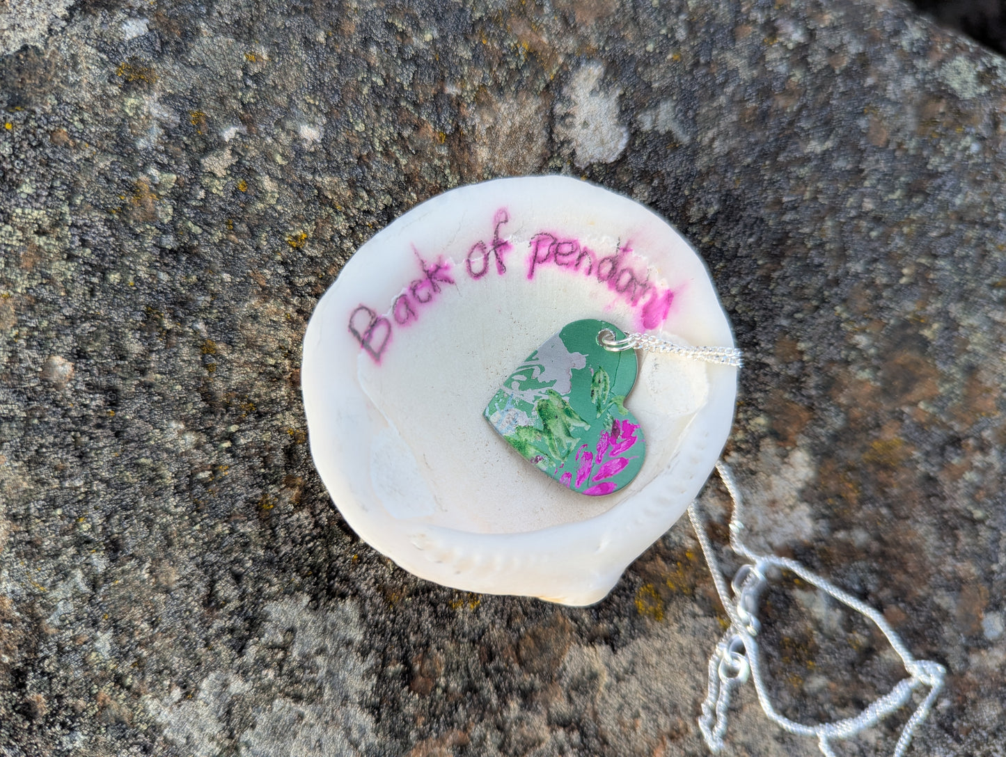 Green Heart wildflower pendant