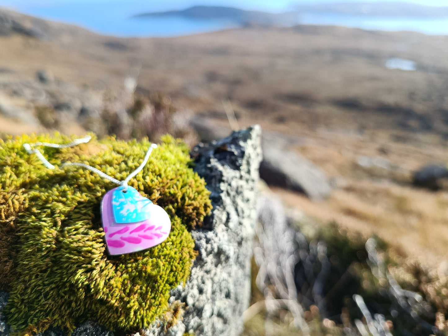 Pink Heart Double Layer Wildflower Pendant