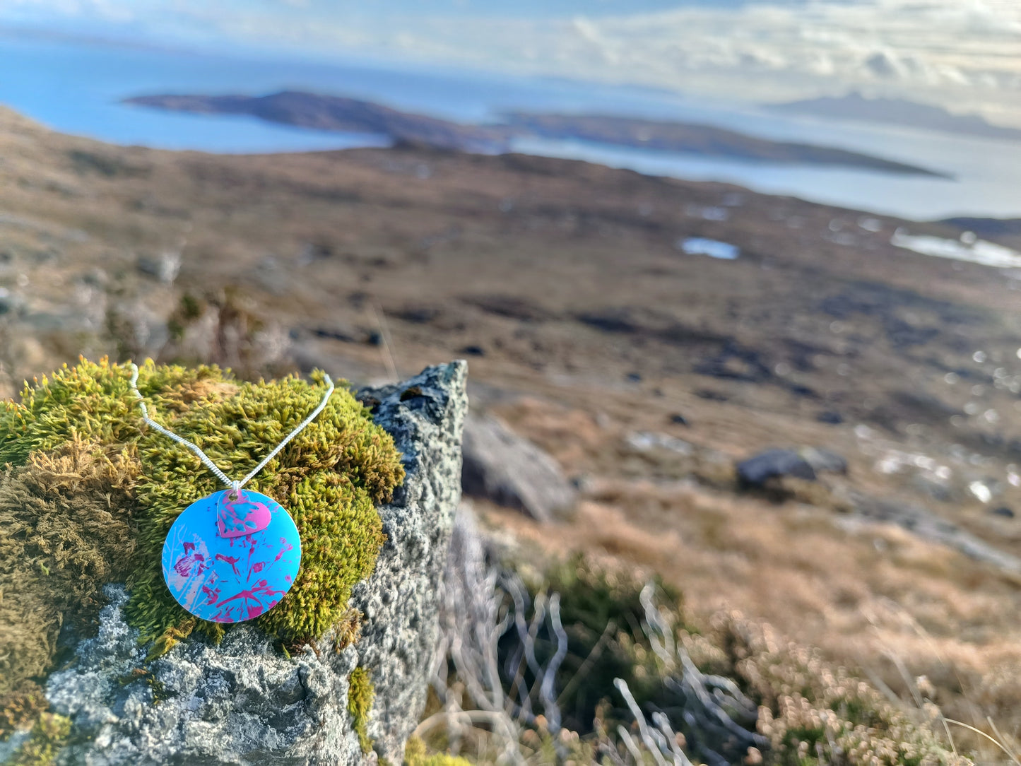 Double Layer Blue Cuillin Wildflower Pendant