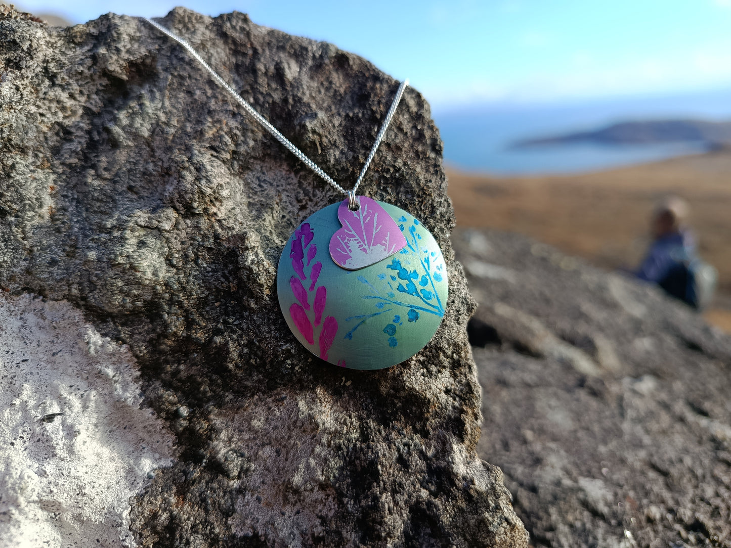 Large Green and Purple Cuillin Wildflower Pendant