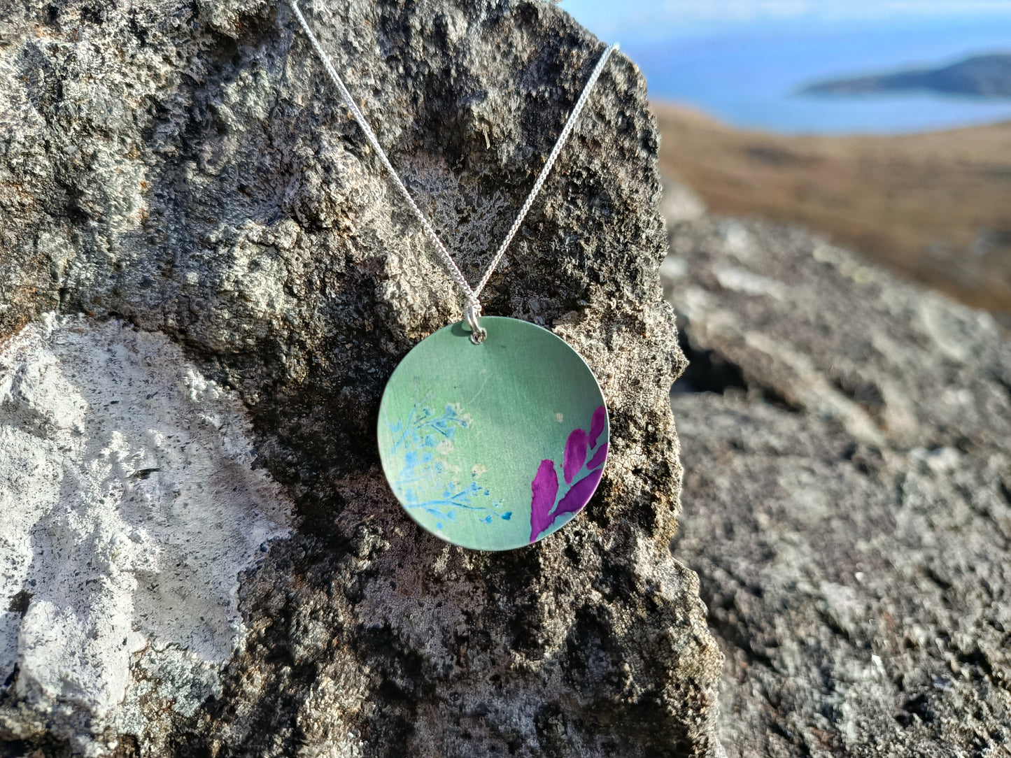 Large Green and Purple Cuillin Wildflower Pendant