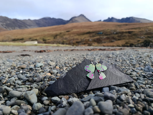 Dangling Hearts Green Earrings