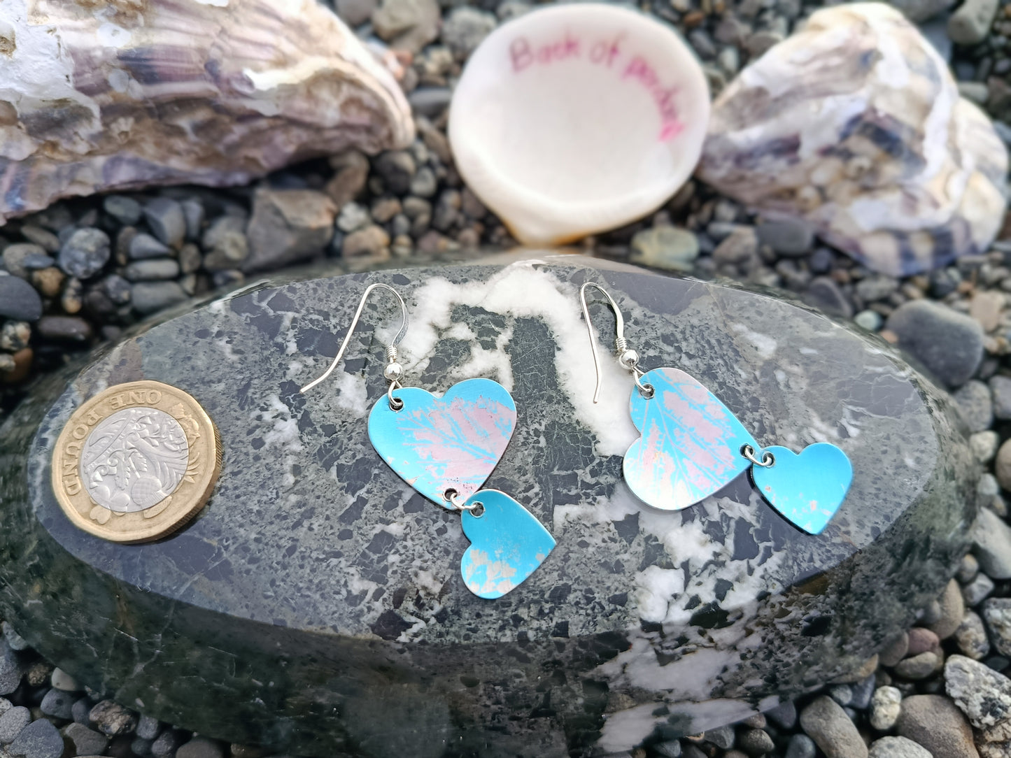 Dangling Hearts Light Blue Earrings