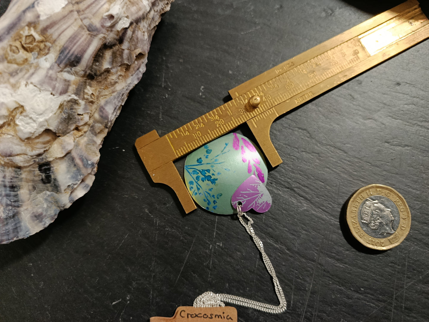 Large Green and Purple Cuillin Wildflower Pendant