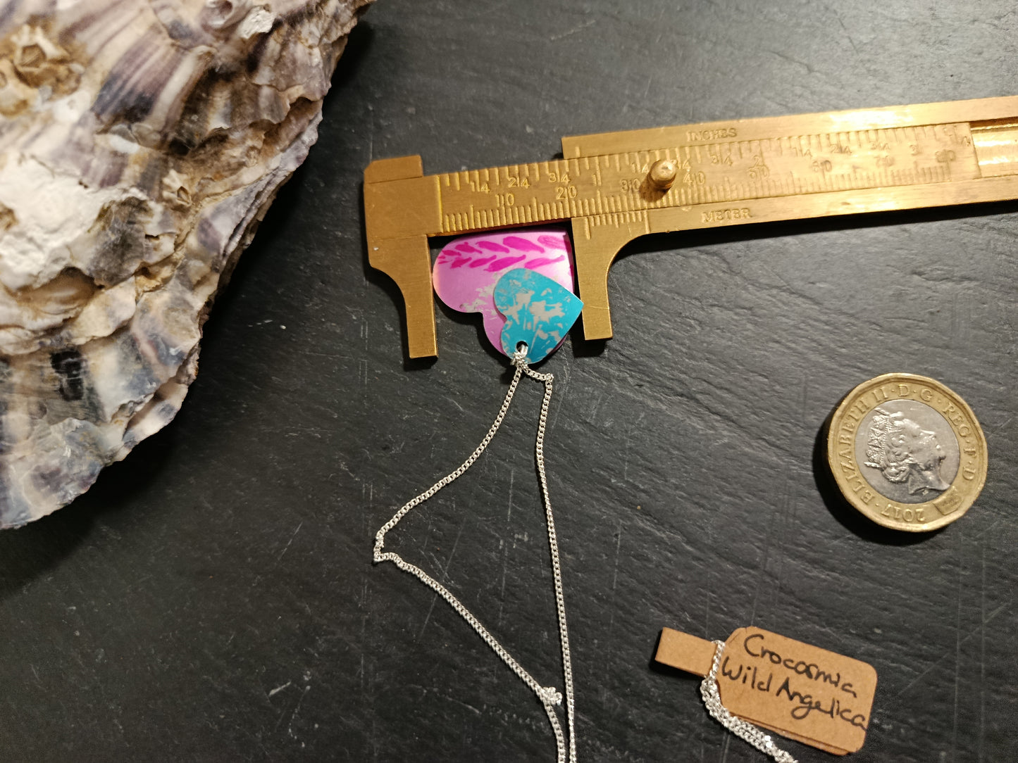 Pink Heart Double Layer Wildflower Pendant