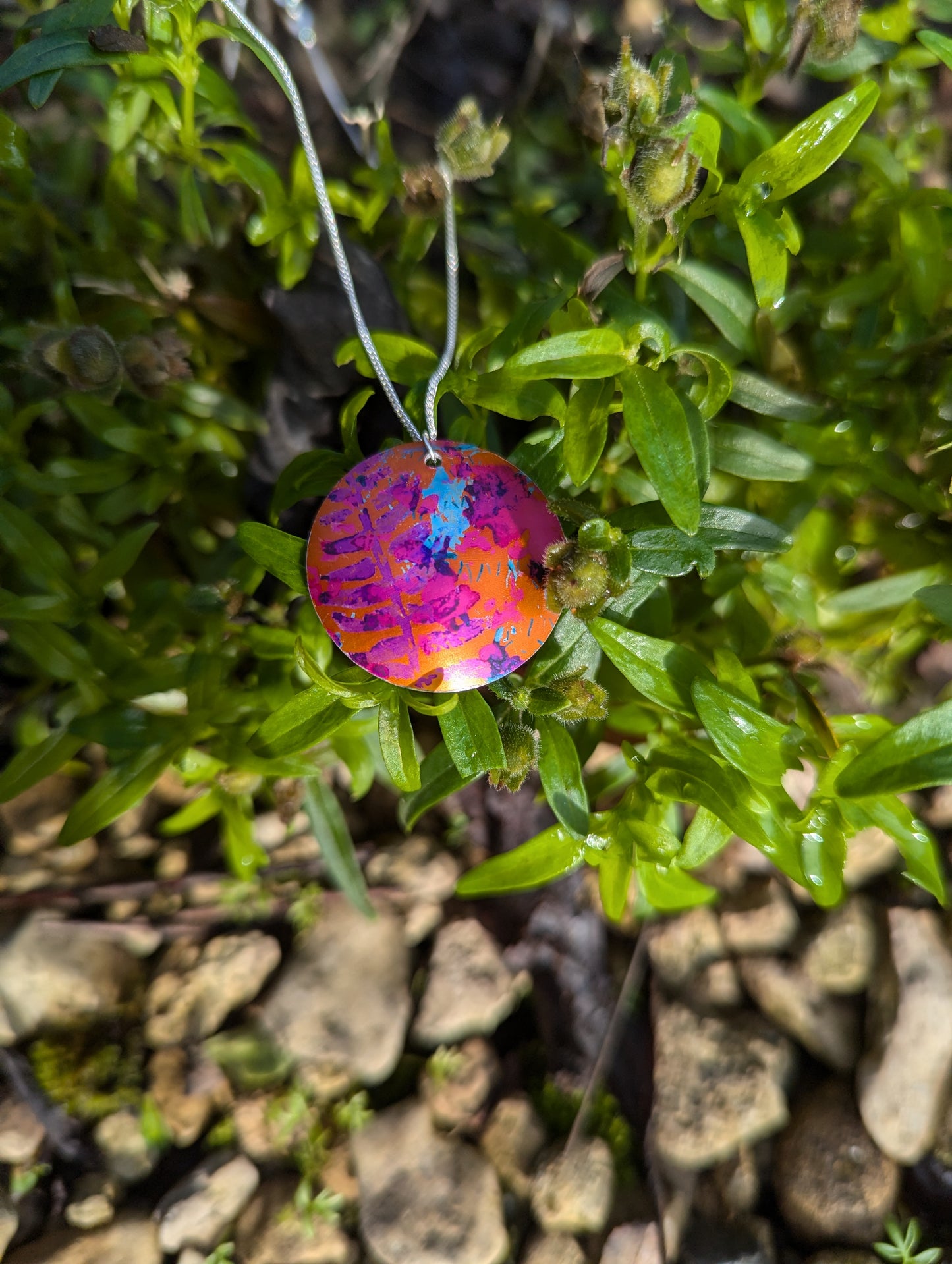 Orange wildflower pendant OR103