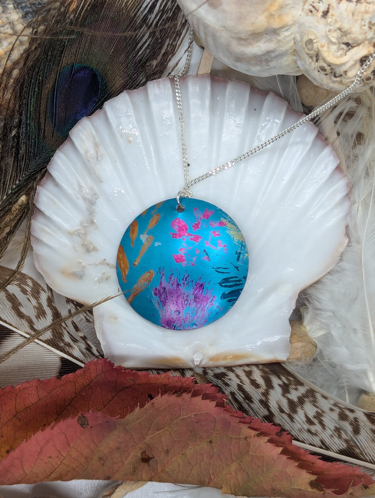Blue wildflower pendant B108