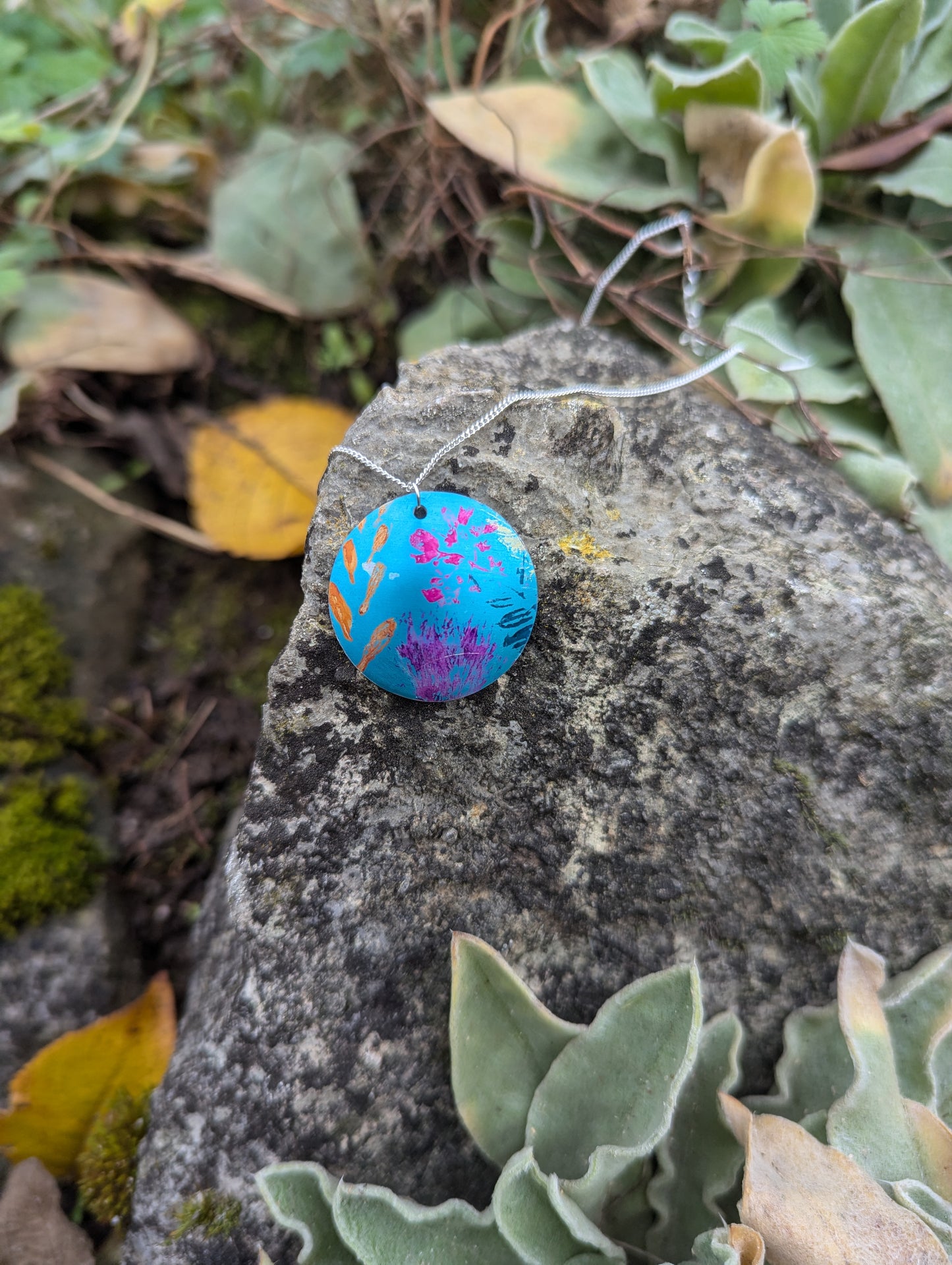 Blue wildflower pendant B108