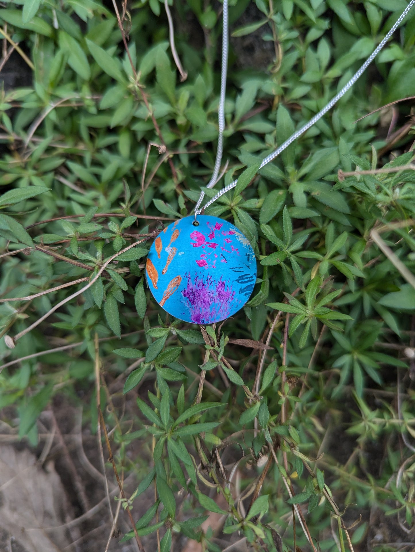 Blue wildflower pendant B108