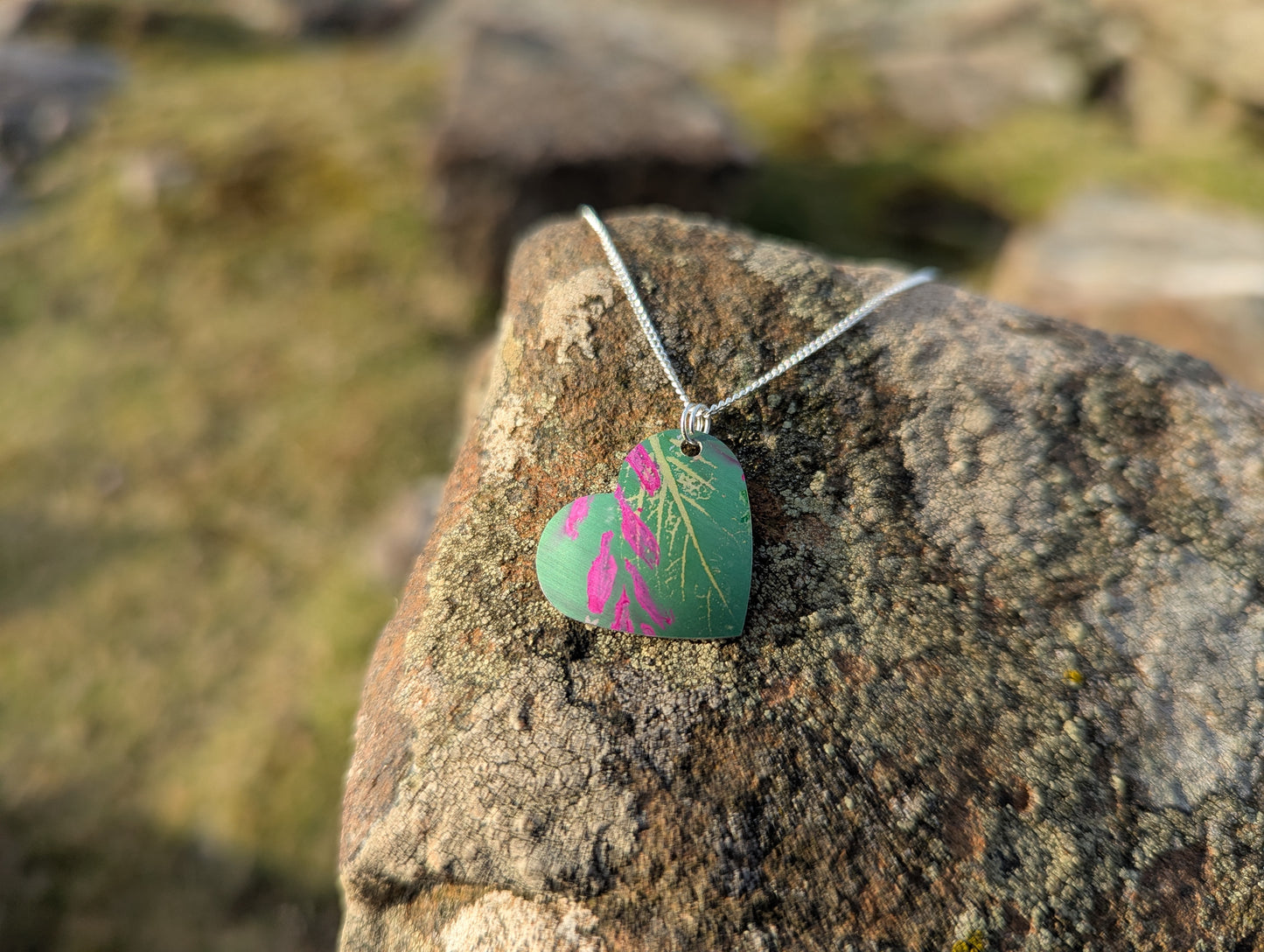 Green Heart wildflower pendant